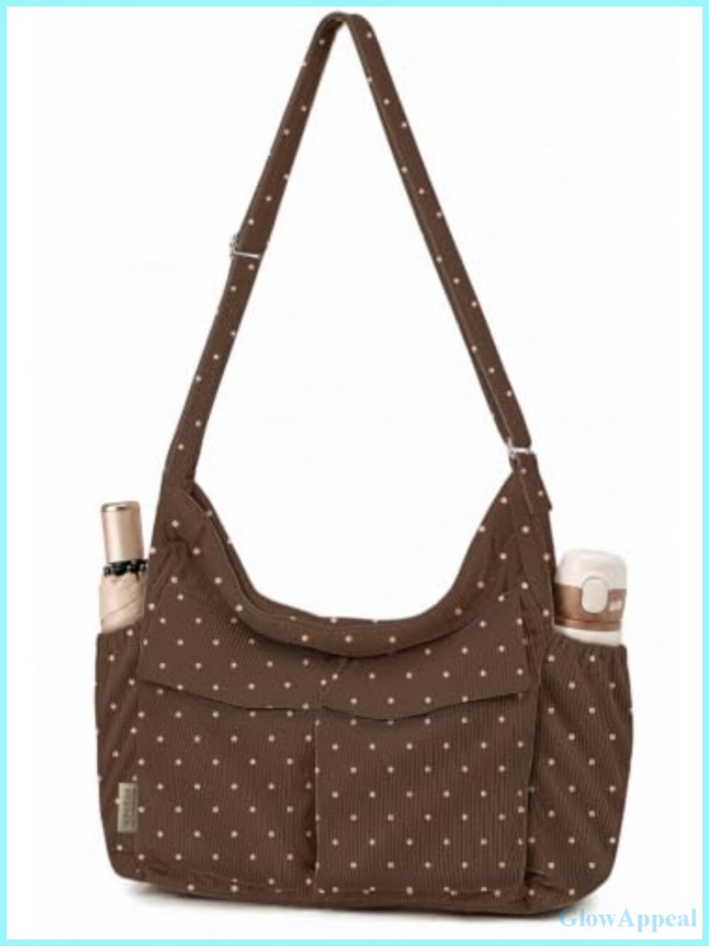 Corduroy Crossbody Hobo Bag Messenger Tote Adjustable Strap 15.6" Laptop